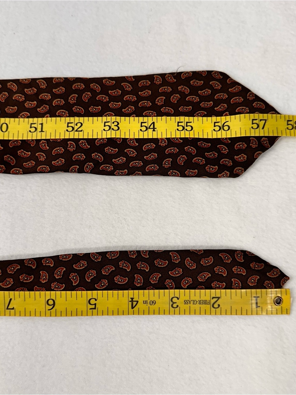 Classic Brown Paisley Men's Tie - Brown Paisley Necktie Oscar De La Renta Silk - Picture 8 of 8